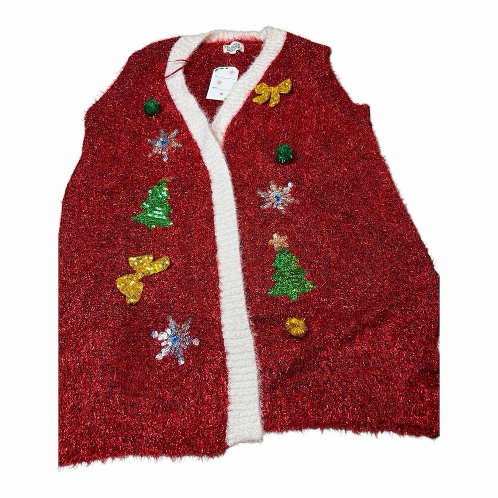NWT MAJOR LABEL GROUP Ugly Sweater Vest Christmas Red Sleeveless Size Large New